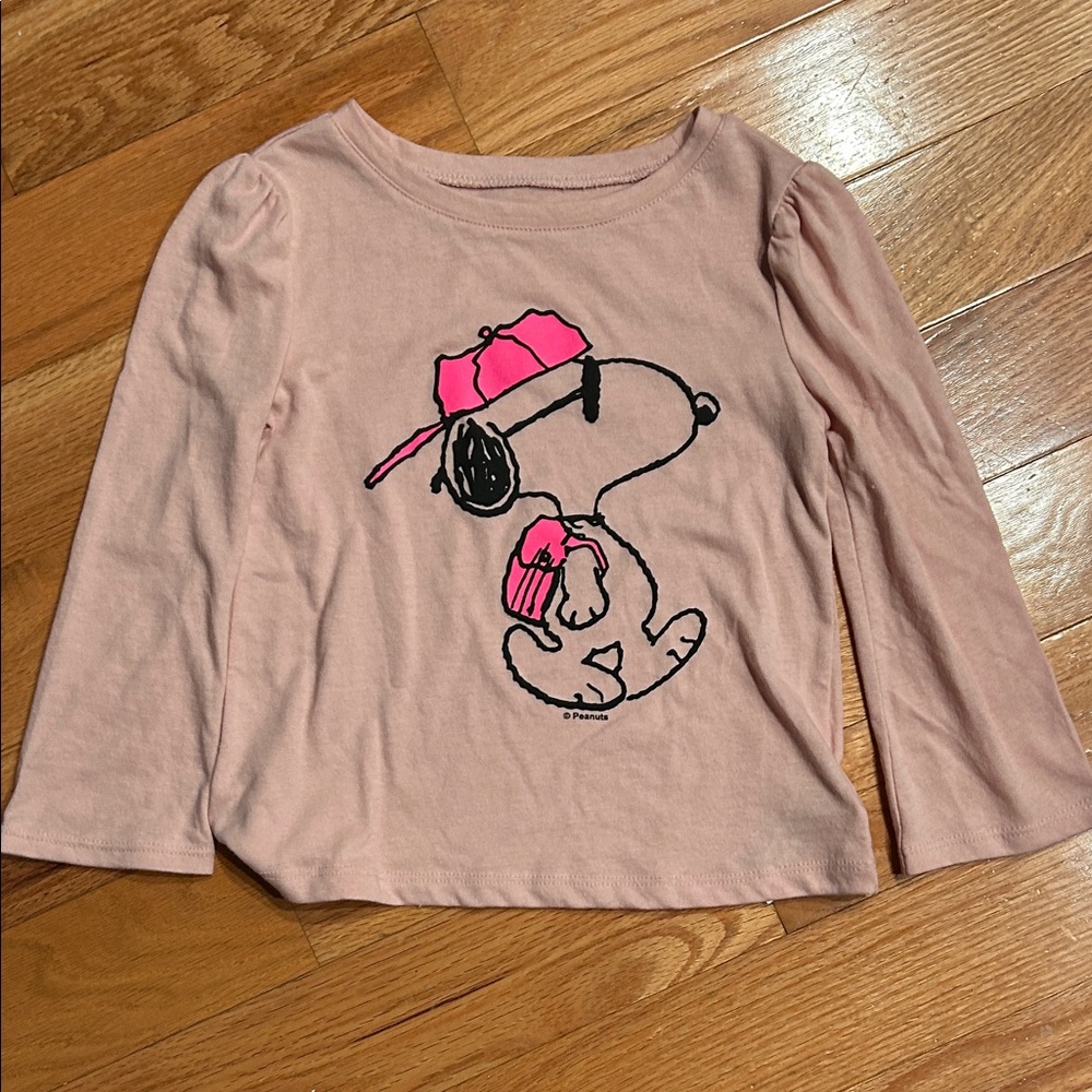 GAP Pink Snoopy Long Sleeve Tee